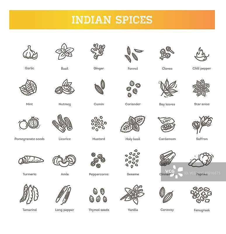 流行的印度香料组合图片素材