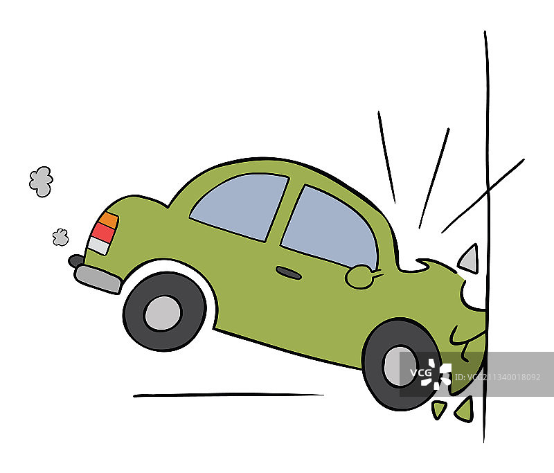 卡通汽车撞墙事故图片素材
