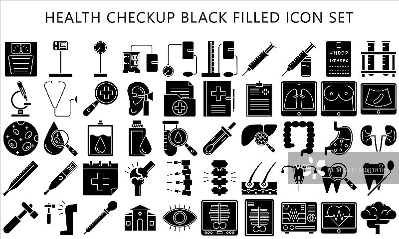 健康检查黑色填充图标集图片素材