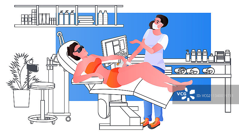 戴口罩的理疗师为女病人按摩图片素材