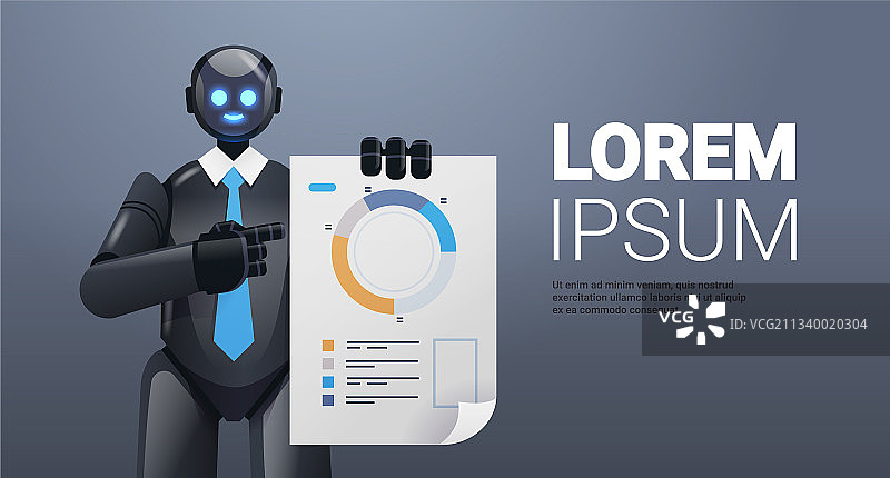 分析统计图表的现代黑色机器人图片素材