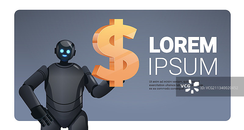 机器人手持美元存钱图标图片素材