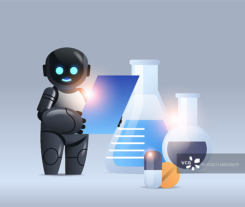 使用试管进行化学实验的机器人化学家图片素材