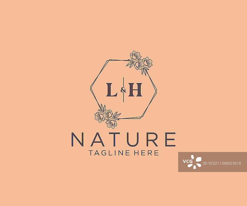 LH首字母花卉边框植物图案图片素材
