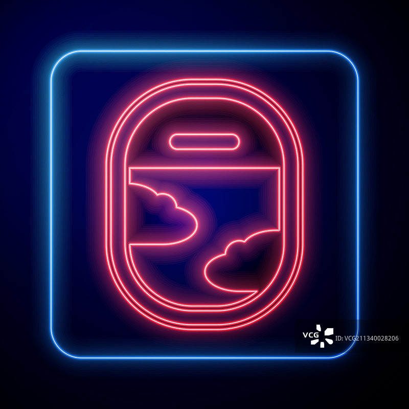 发光霓虹灯飞机窗口图标图片素材