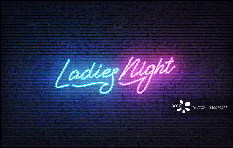女士之夜霓虹灯标志图片素材