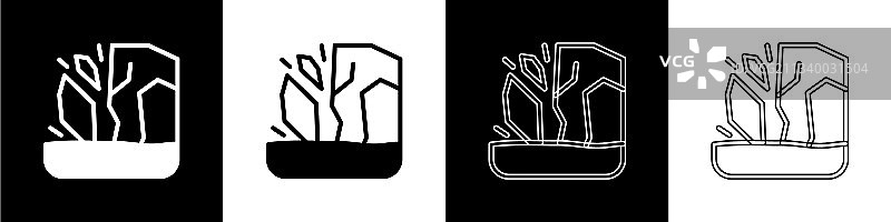 融化的冰川：黑色背景上的冰川图标图片素材