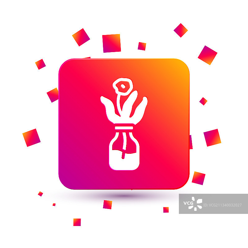 玻璃瓶中白色花朵图标图片素材