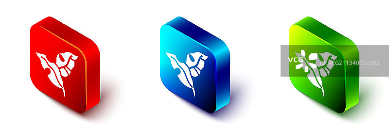 2.5D热带棕榈叶图标图片素材