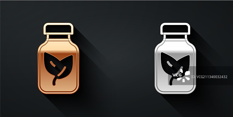 金色和银色肥料瓶图标图片素材