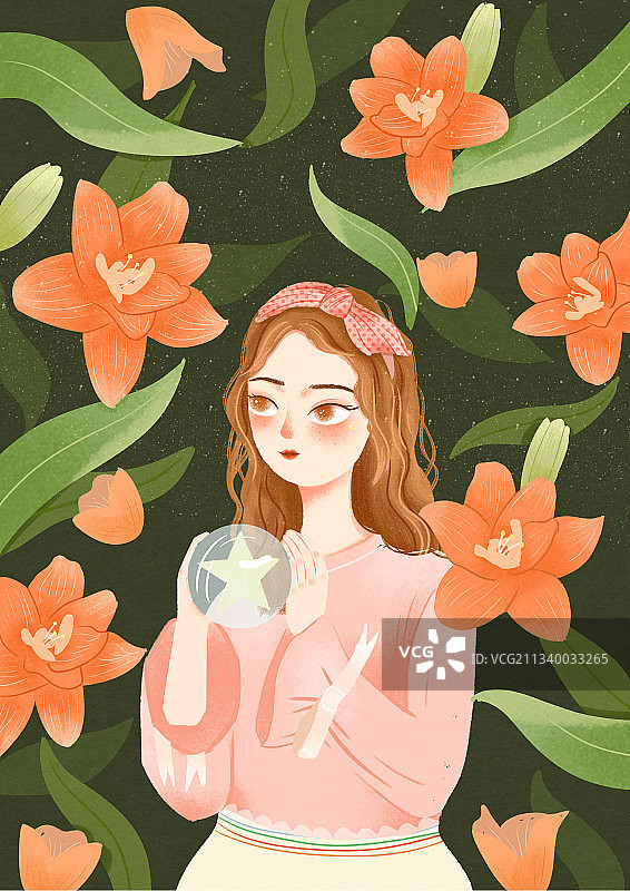 花儿与女孩图片素材