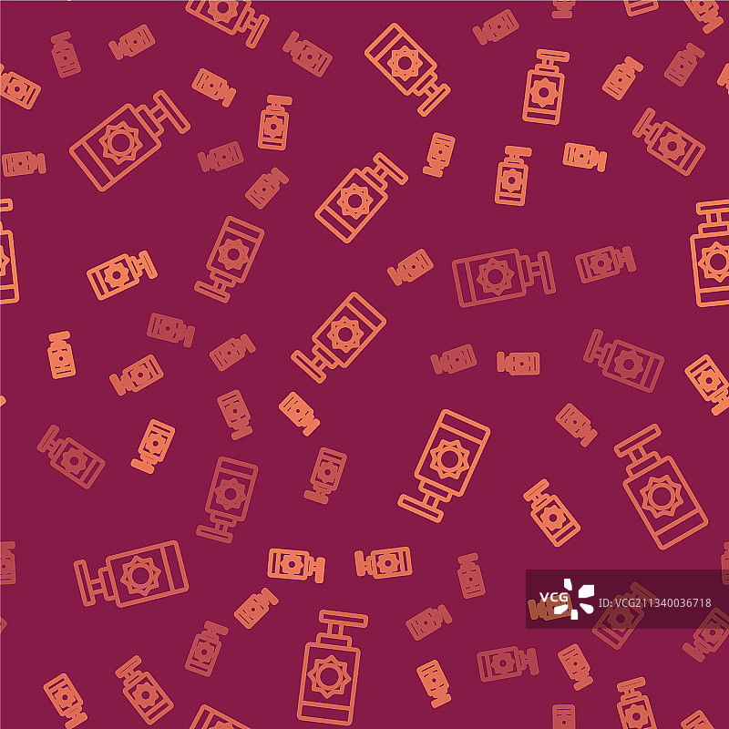 棕色防晒喷雾瓶线条图标，已隔离图片素材