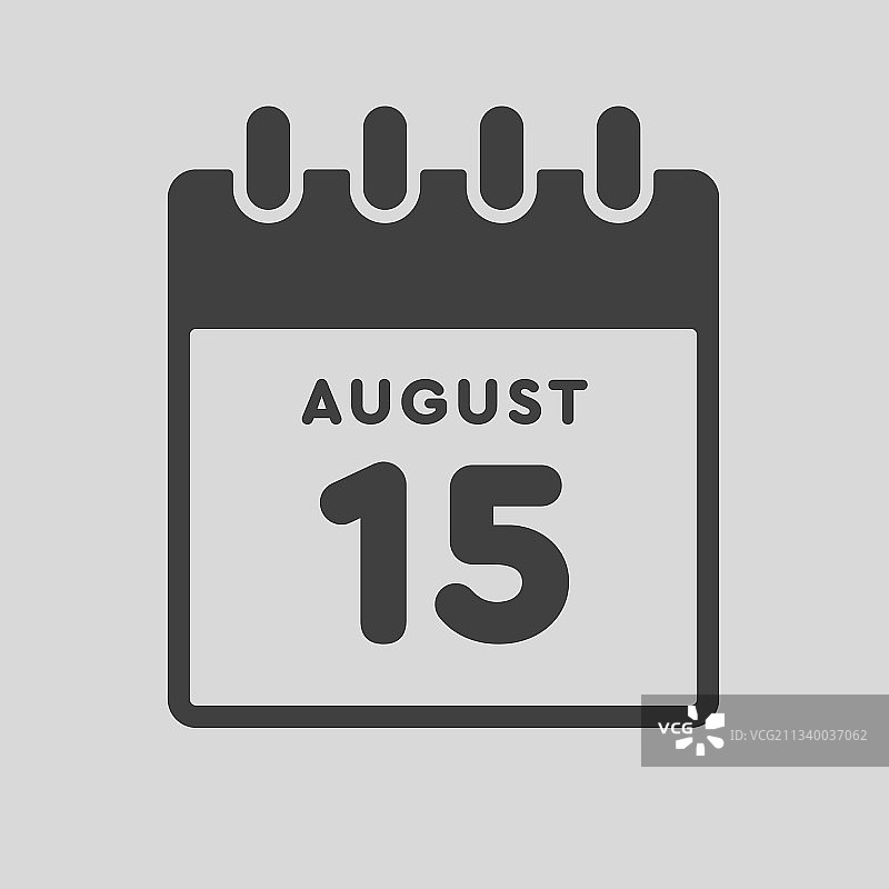 8月15日日期日历页面模板图标图片素材