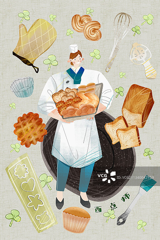西点师插画图片素材