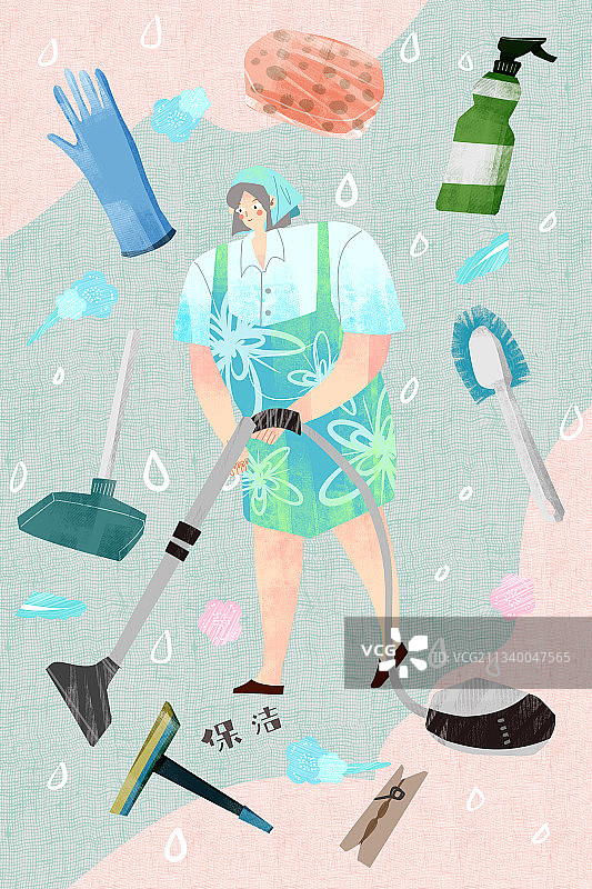 保洁员插画图片素材