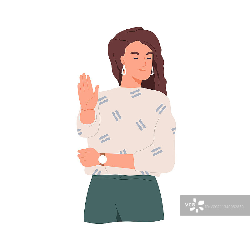 女人无视某人做停止手势图片素材