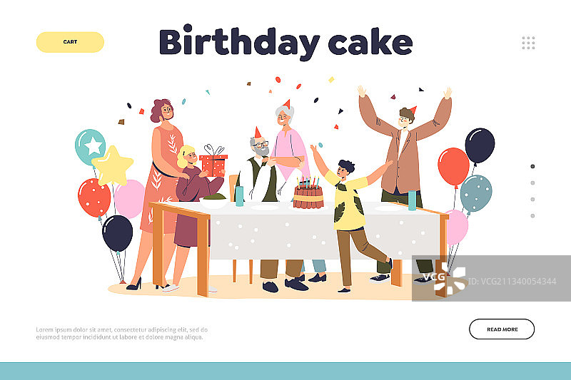 生日蛋糕概念落地页图片素材