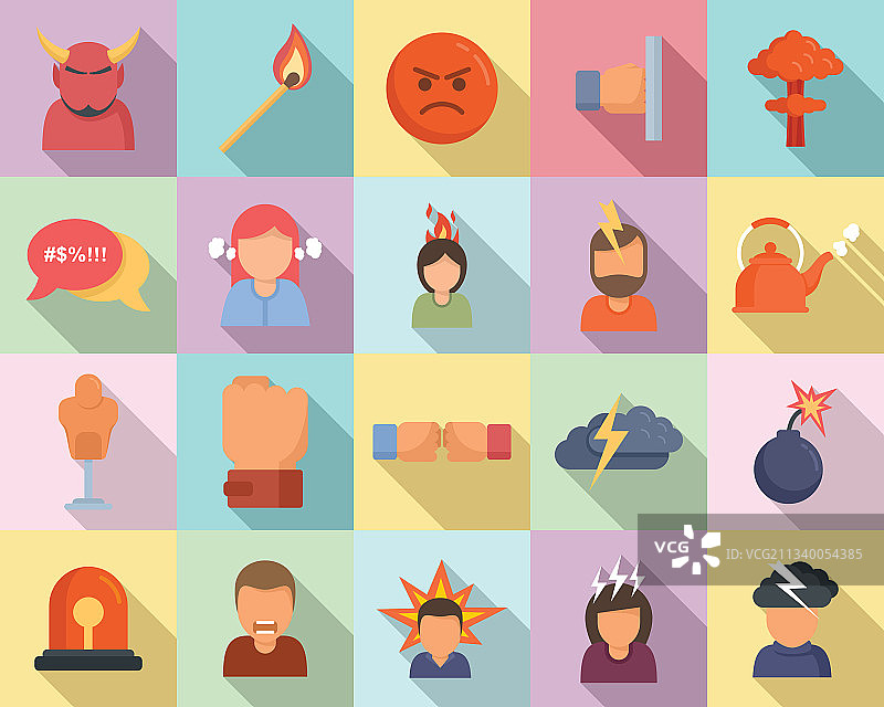 愤怒图标扁平风格图片素材