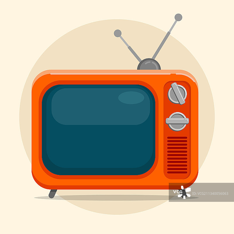 复古设计的卡通平板电视图片素材
