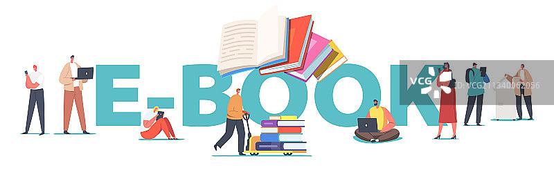 男女角色阅读电子书图片素材