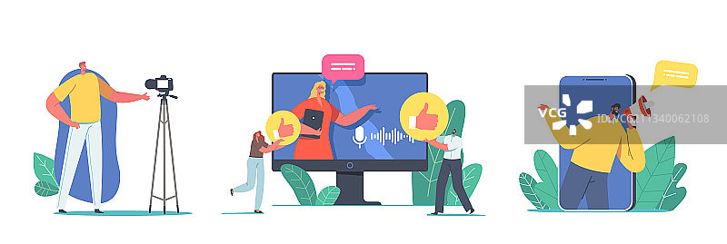 视频博主男女角色图片素材