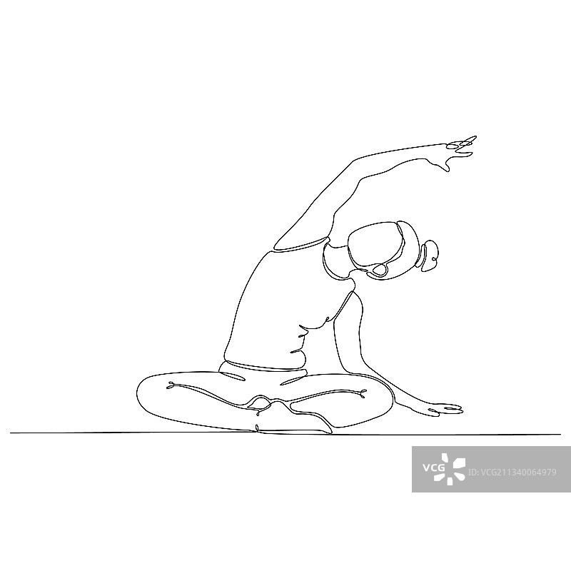 瑜伽女士连续线条画图片素材