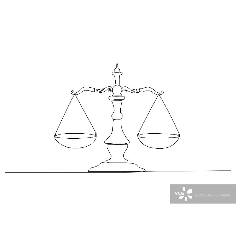 法庭天平符号连续线条画图片素材