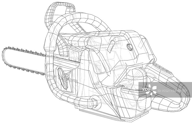 电锯线框EPS10格式轮廓图片素材