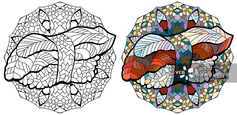 手绘装饰禅绕画鳗鱼寿司图片素材