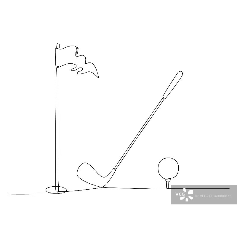 连续线条绘画：高尔夫图片素材