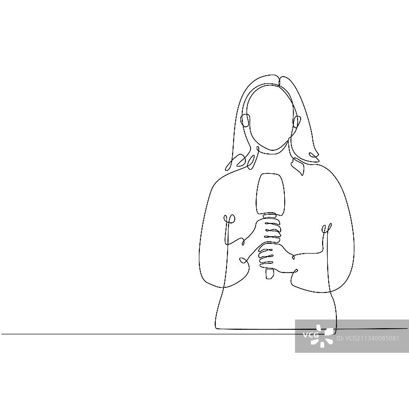连续线条女记者图片素材