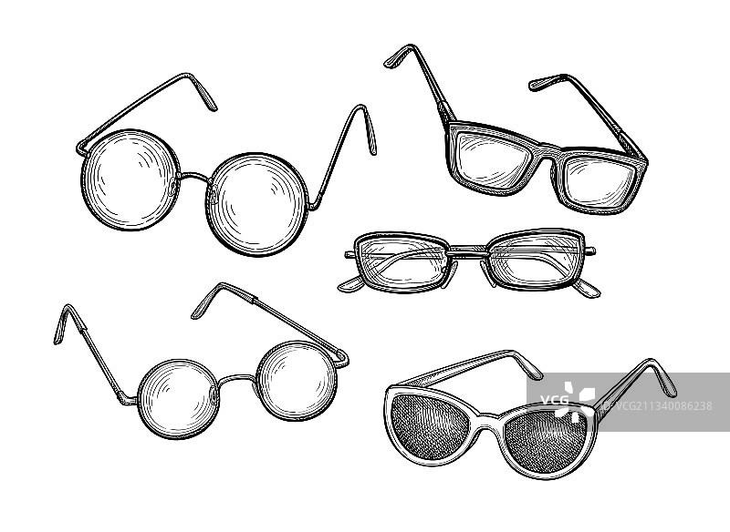 眼镜墨水素描图片素材
