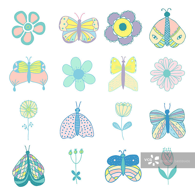 蝴蝶鲜花图案合集图片素材