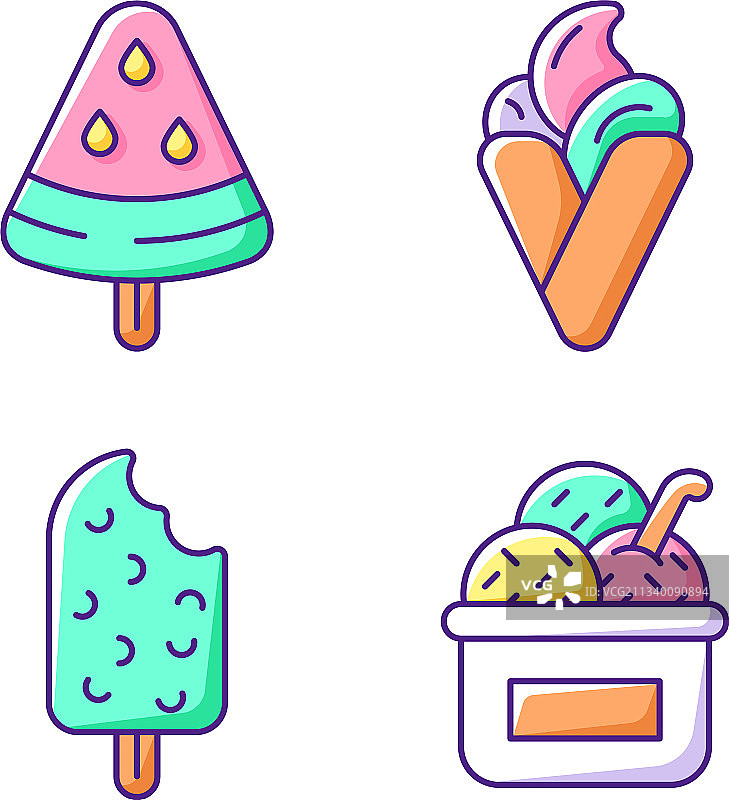 冰淇淋类型RGB颜色图标集图片素材