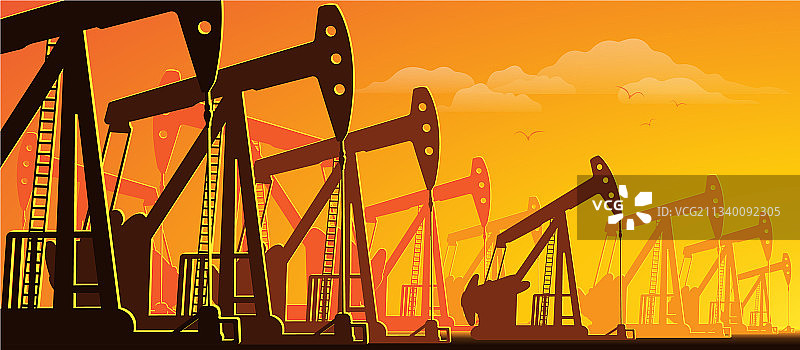 日落下的油泵图片素材