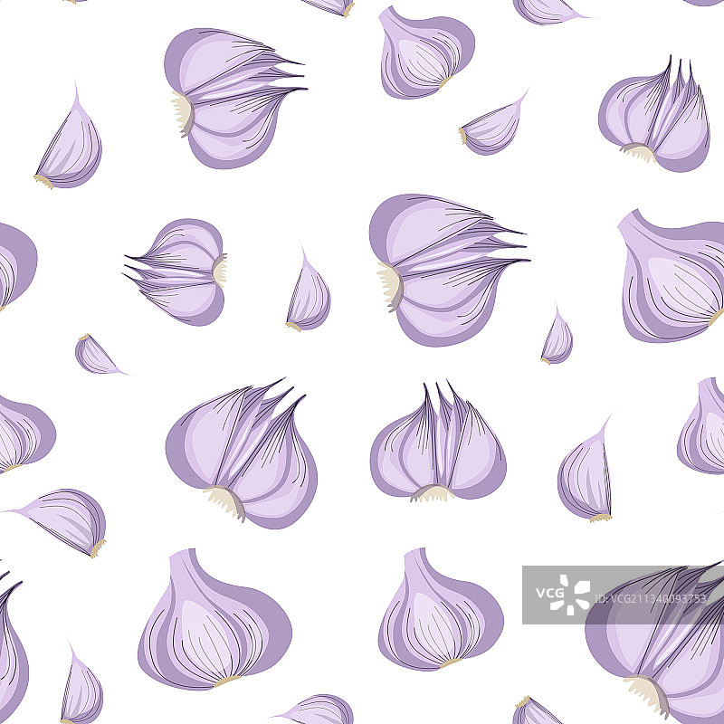 白色背景上的大蒜无缝图案图片素材