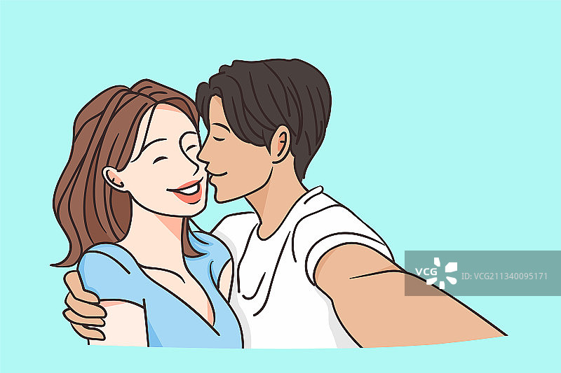 幸福情侣自拍概念图片素材