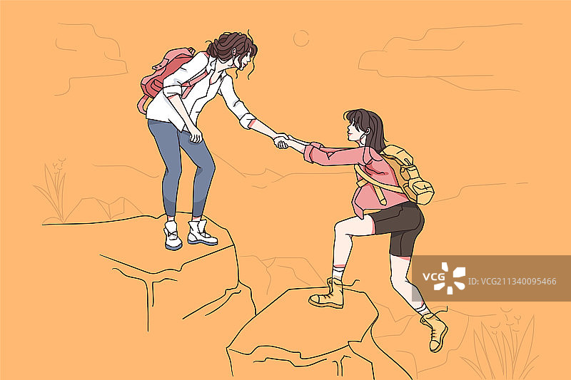 自然徒步与援助概念图片素材