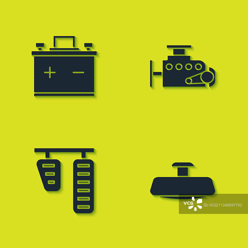 汽车电瓶后视镜油门和刹车踏板图片素材