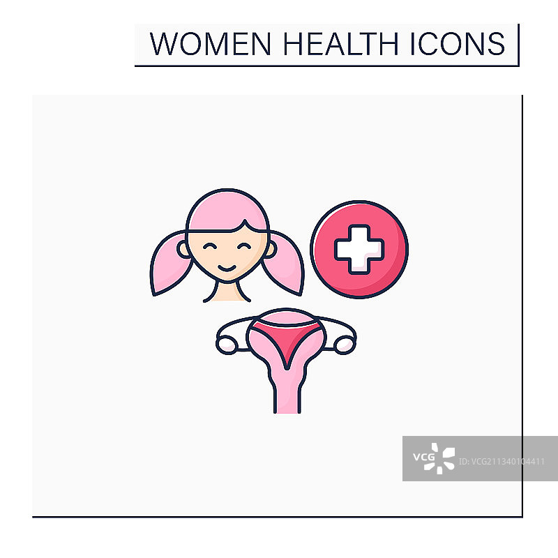 青少年妇科彩色图标图片素材