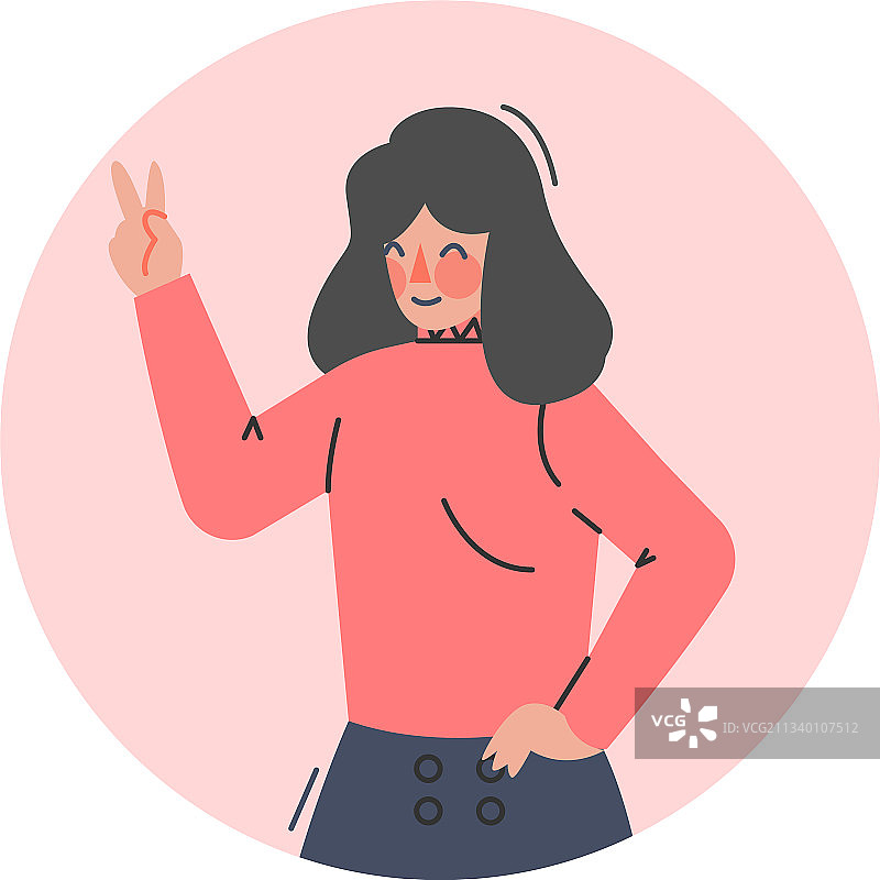 做胜利手势的少女图片素材