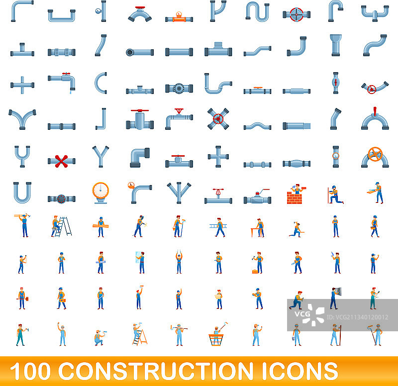 100个卡通风格建筑图标合集图片素材