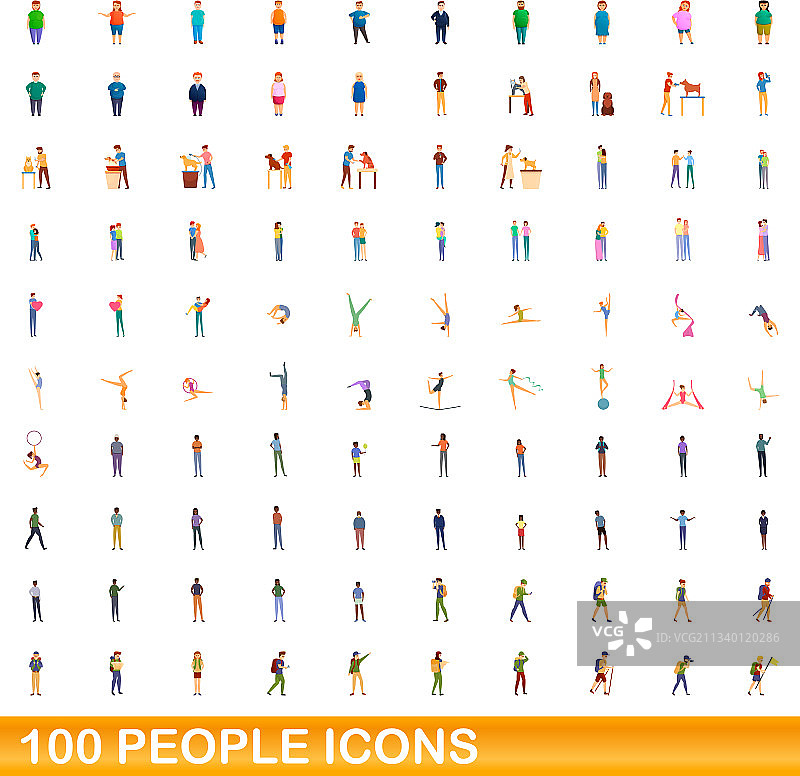 100人的图标设定卡通风格图片素材