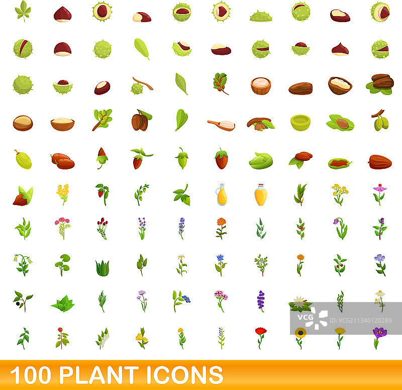 100个植物图标合集（卡通风格）图片素材