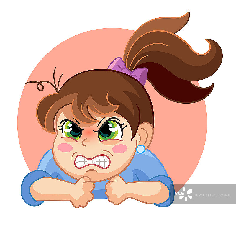 卡通愤怒女孩表情图片素材