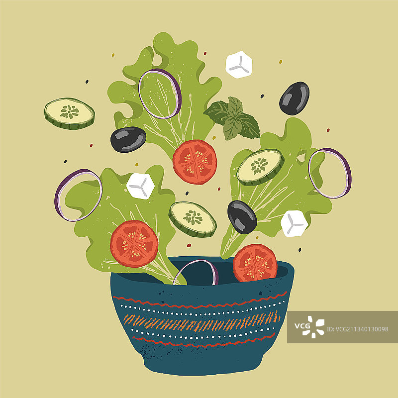 新鲜的希腊沙拉蔬菜图片素材