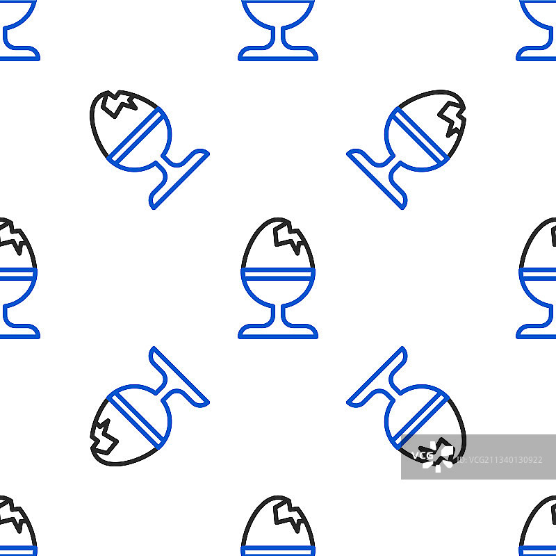 独立支架上的线条鸡蛋图标，无缝图案图片素材