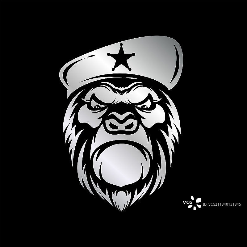 灰色渐变大猩猩头部图片素材