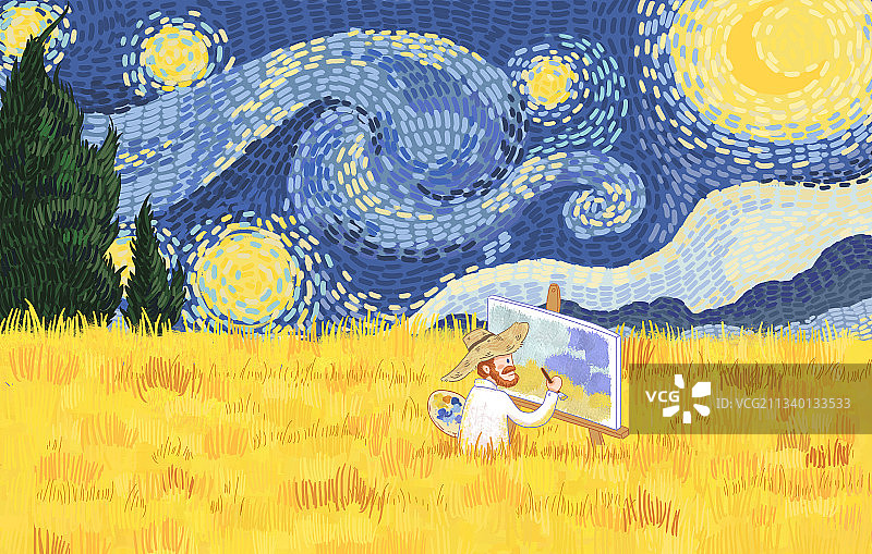 梵高的麦田图片素材