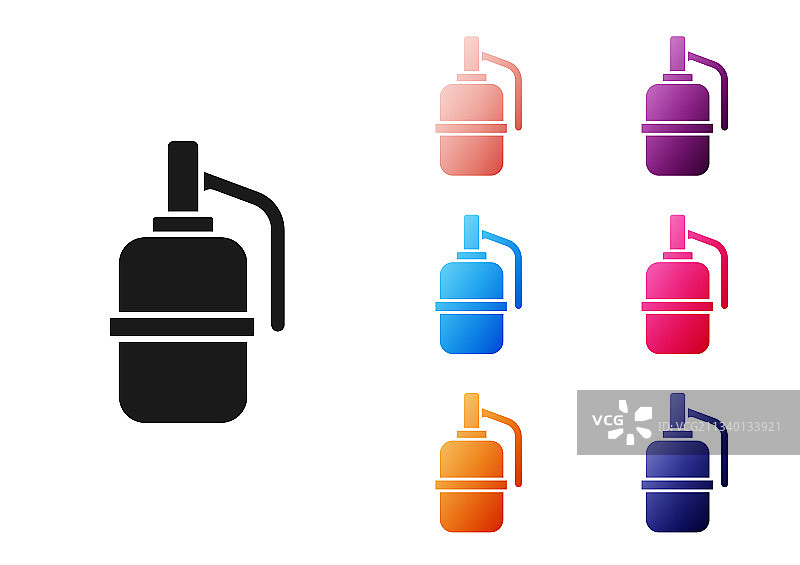 白色背景上的黑色手榴弹图标图片素材